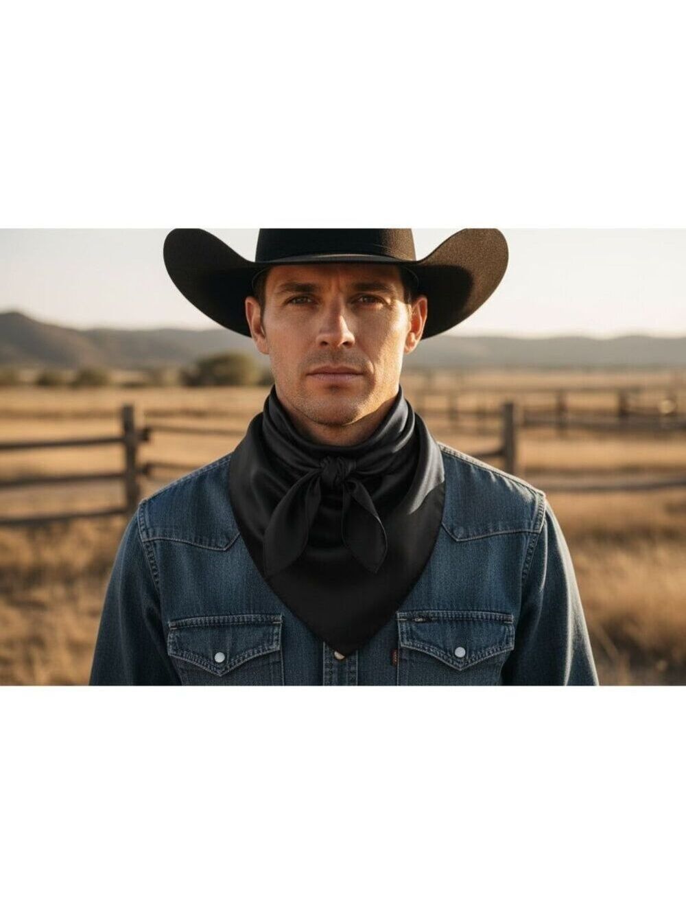 Black Wild Rag Scarf 35x35 Satin Western Cowgirl Cowboy Bandana - Picture 3 of 8